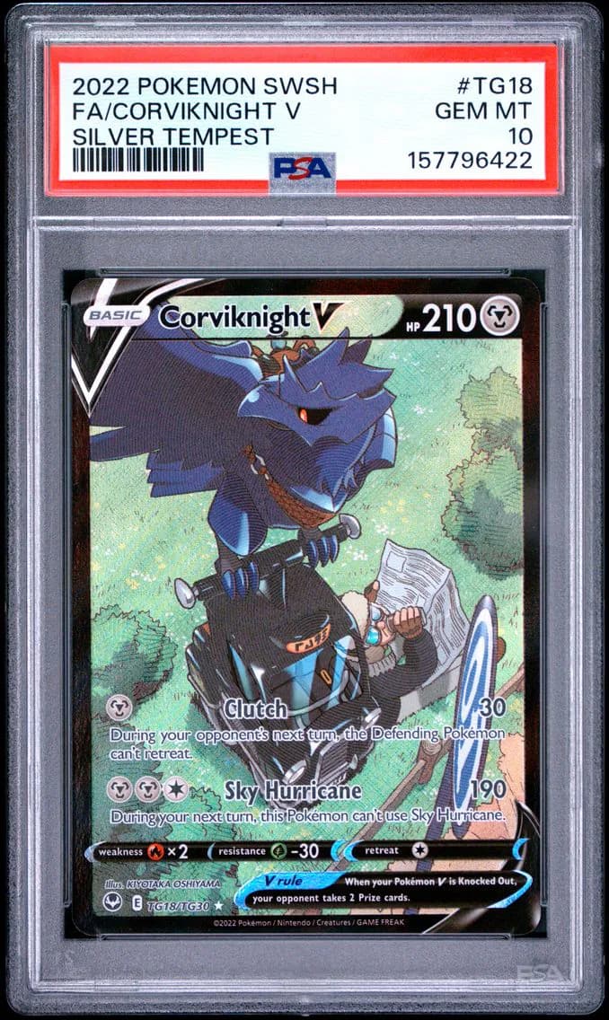 2022 #TG18 Full Art/Corviknight V PSA 10 Sword & Shield Silver Tempest