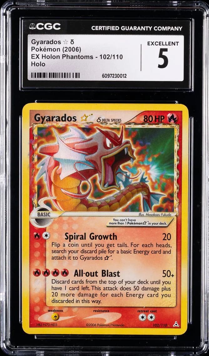 2006 #102 Gyarados-Holo Gold Star CGC 5 EX Holon Phantoms Pokemon
