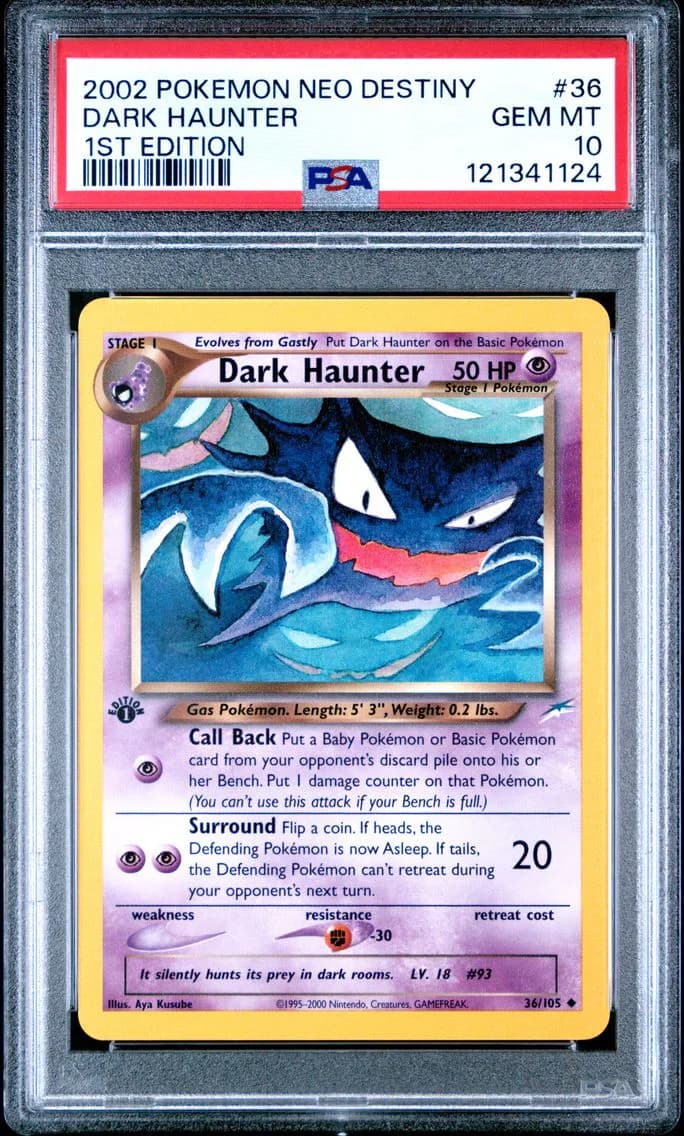 2002 #36 Dark Haunter 1st Edition PSA 10 Neo Destiny