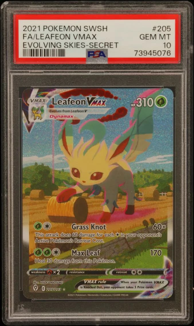 2021 #205 Full Art/Leafeon Vmax PSA 10 Sword & Shield Evolving Skies