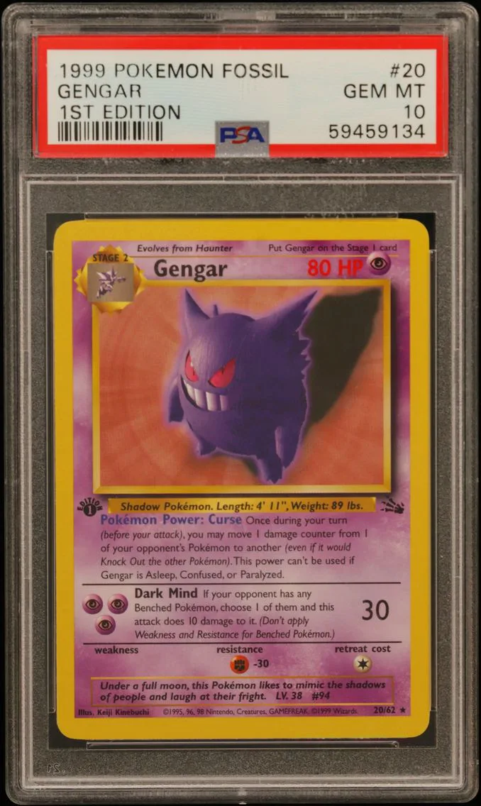 1999 #20 Gengar 1st Edition PSA 10 Fossil