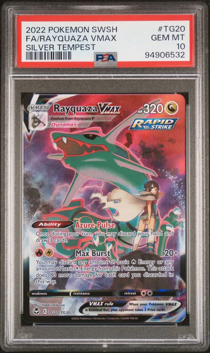 2022 #TG20 Full Art/Rayquaza Vmax PSA 10 Sword & Shield Silver Tempest