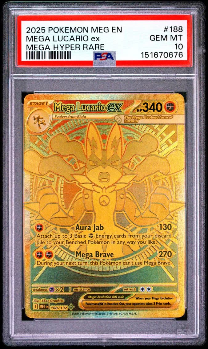 2025 #188 Mega Lucario EX PSA 10 Meg EN-Mega Evolution