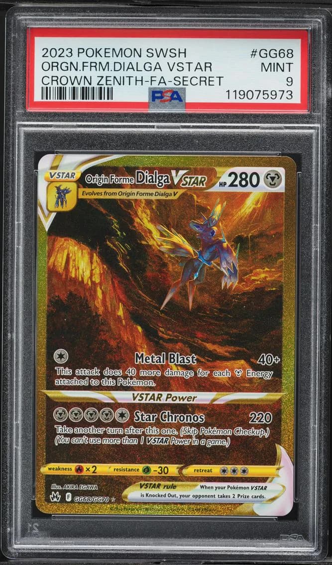 2023 #GG68 Full Art/Origin Forme Dialga Vstar PSA 9 Sword and Shield Crown Zenith Pokemon
