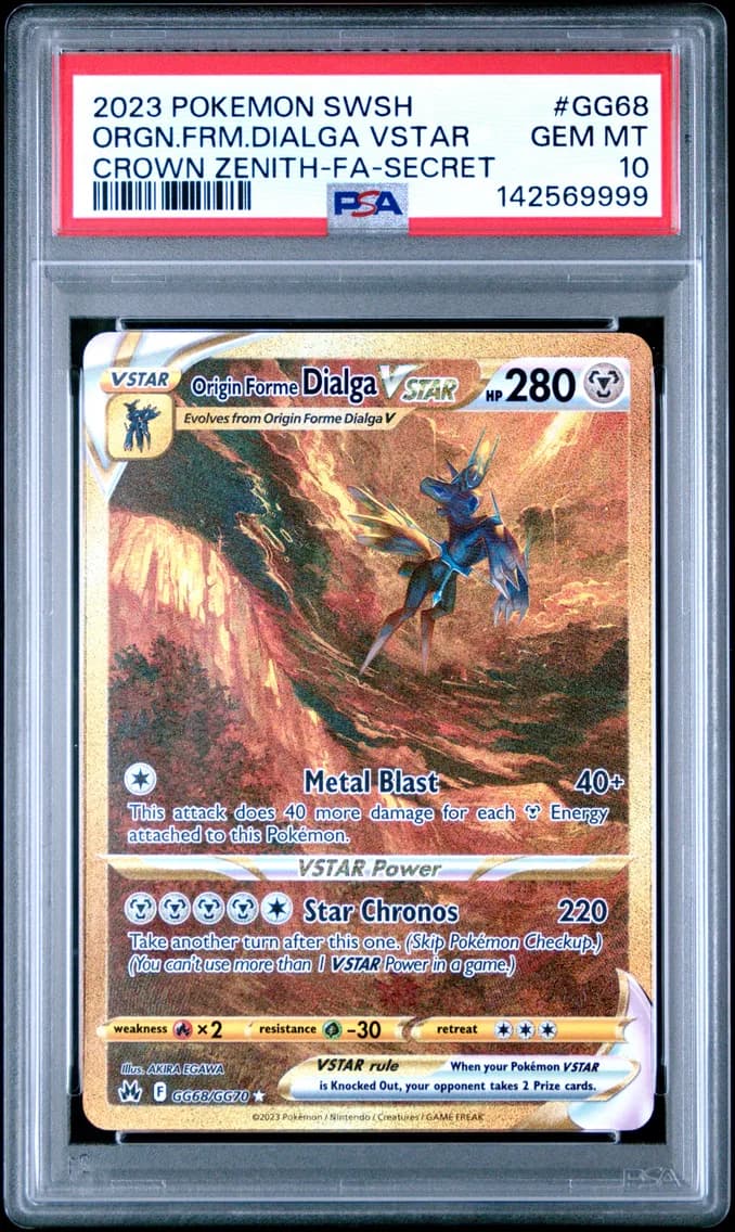 2023 #GG68 Full Art/Origin Forme Dialga Vstar PSA 10 Sword and Shield Crown Zenith