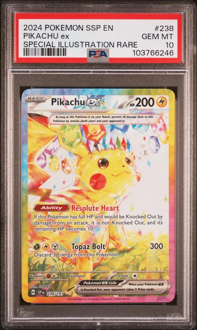 2024 #238 Pikachu EX PSA 10 Ssp EN-Surging Sparks