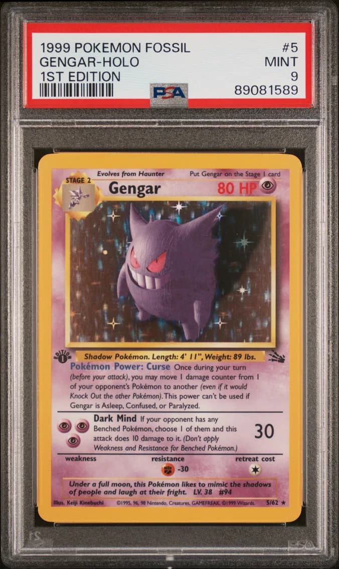 1999 #5 Gengar-Holo 1st Edition PSA 9 Fossil