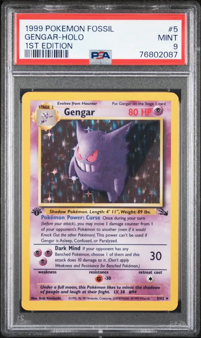 1999 #5 Gengar-Holo 1st Edition PSA 9 Fossil Pokemon
