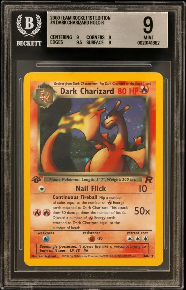2000 #4 Dark Charizard HOLO R BGS 9 Team Rocket 1st Edition