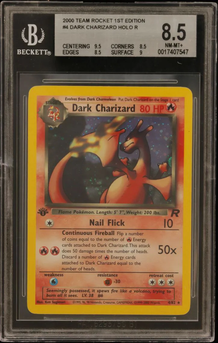 2000 #4 Dark Charizard HOLO R BGS 8.5 Team Rocket 1st Edition