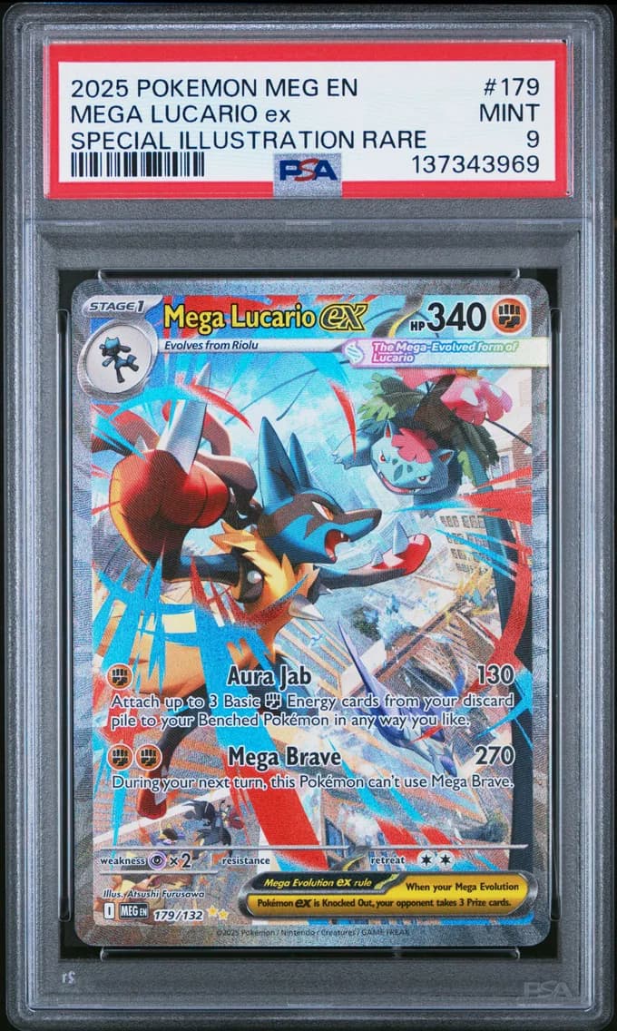 2025 #179 Mega Lucario EX PSA 9 Meg EN-Mega Evolution