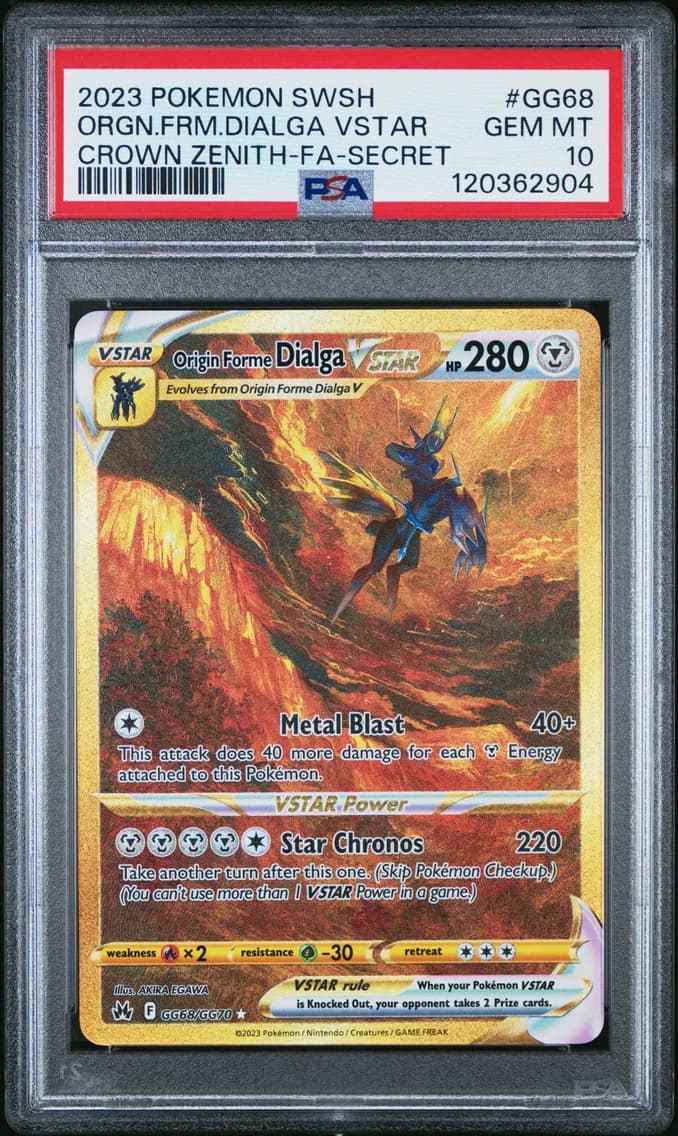 2023 #GG68 Full Art/Origin Forme Dialga Vstar PSA 10 Sword and Shield Crown Zenith