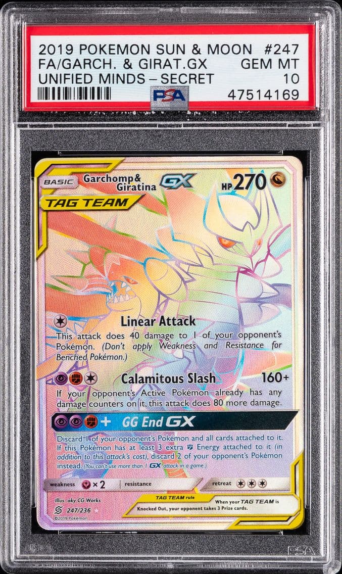 2019 #247 Full Art/Garchomp & Giratina GX PSA 10 Sun & Moon Unified Minds Pokemon