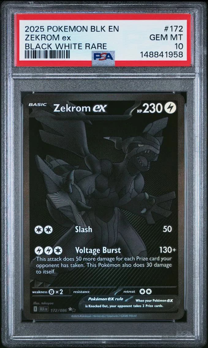 2025 #172 Zekrom EX PSA 10 Blk EN-Black Bolt