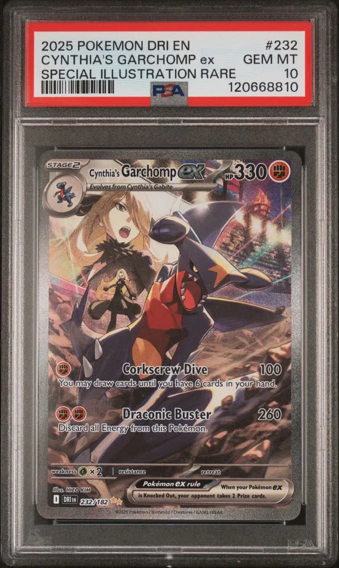 2025 #232 Cynthia's Garchomp EX PSA 10 Dri EN-Destined Rivals Pokemon