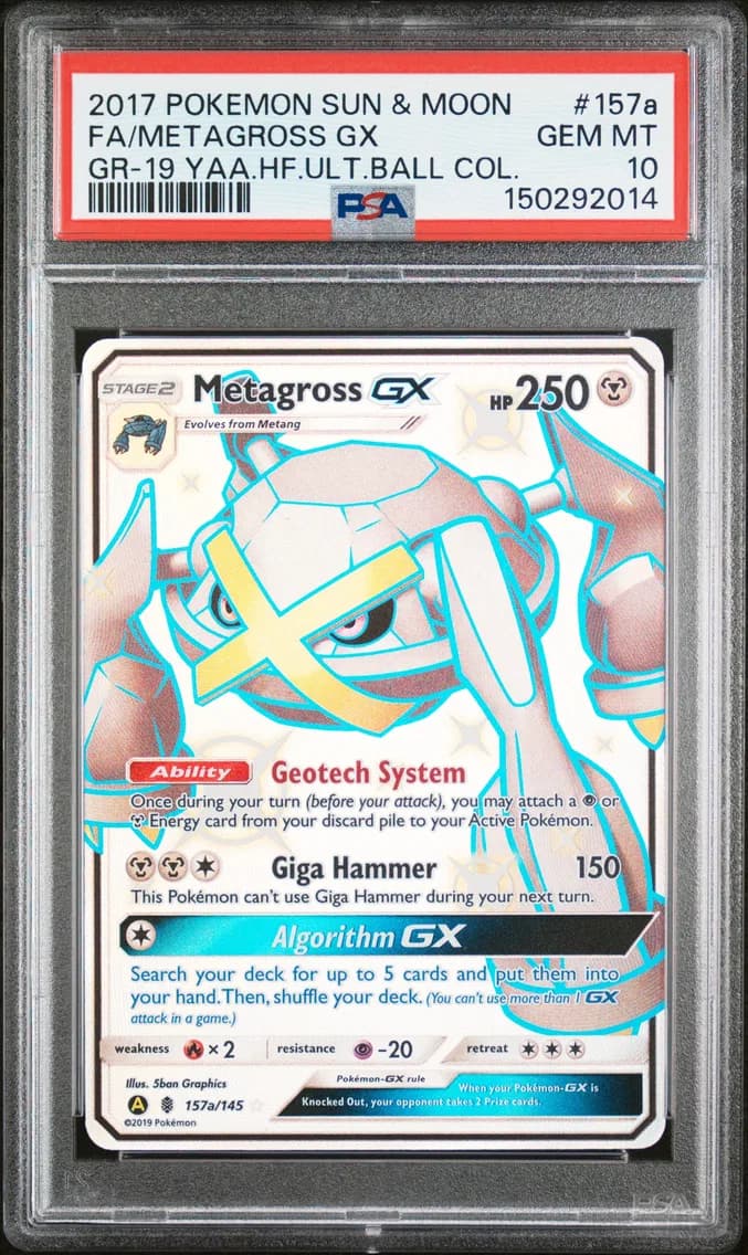 2017 #157a Full Art/Metagross GX PSA 10 Sun & Moon Guardians Rising