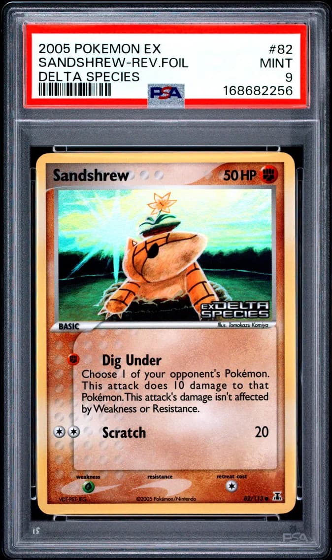 2005 #82 Sandshrew-Reverse Foil PSA 9 EX Delta Species