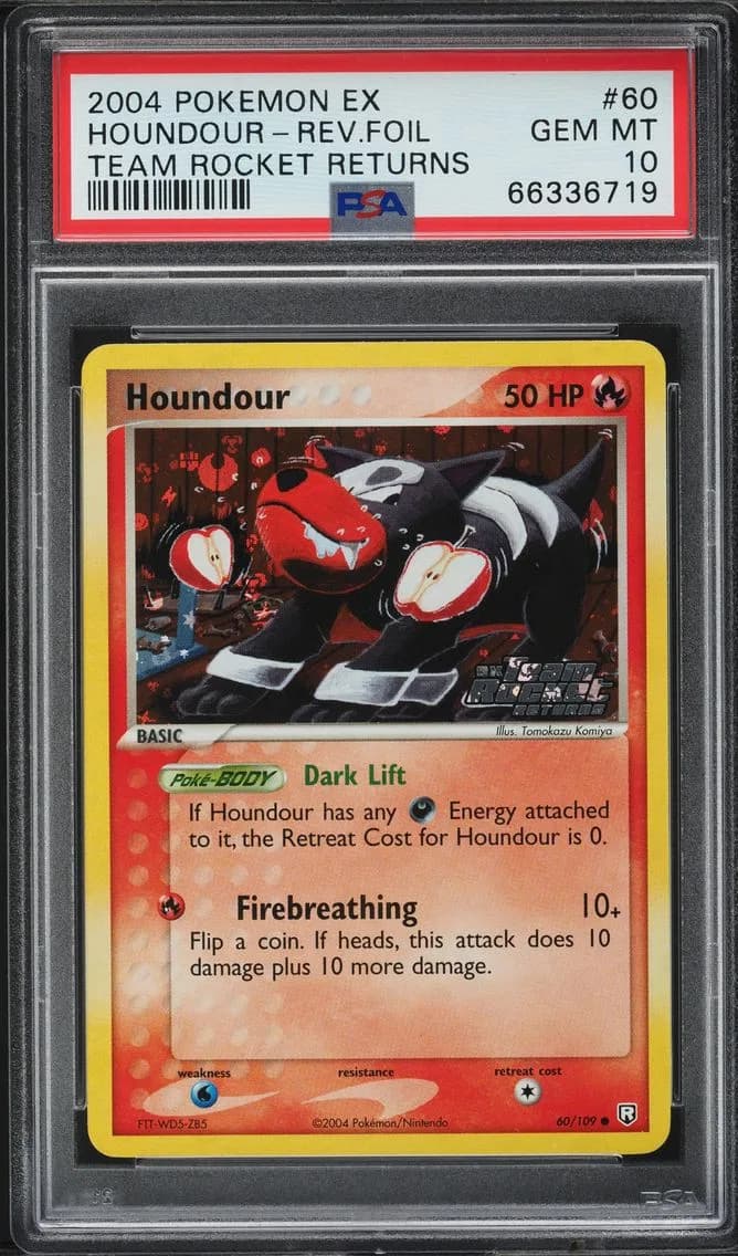 2004 #60 EX TEAM ROCKET RETURNS REVERSE HOLO HOUNDOUR PSA 10 POKEMON