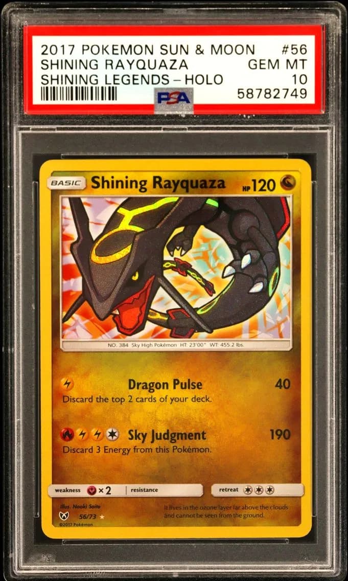 2017 #56 Shining Rayquaza-Holo PSA 10 Sun & Moon Shining Legends