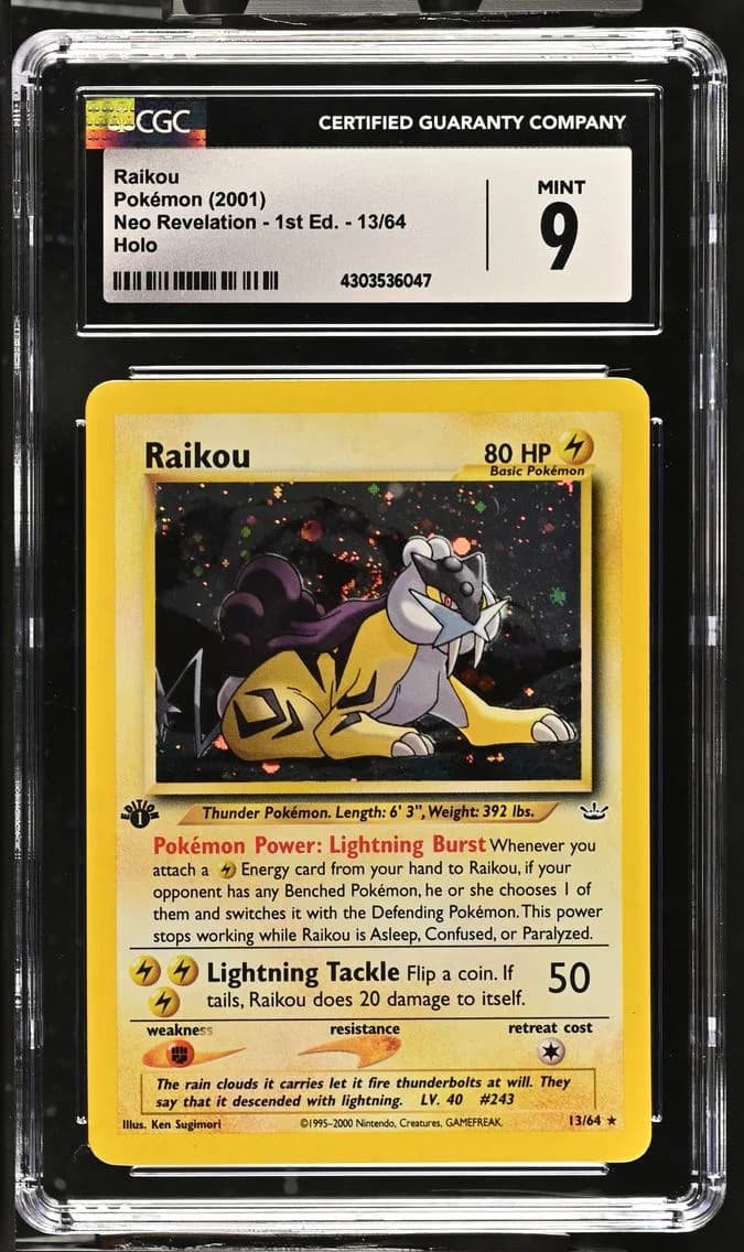 2001 #13 Raikou CGC 9 Neo Revelation - 1st Edition - English