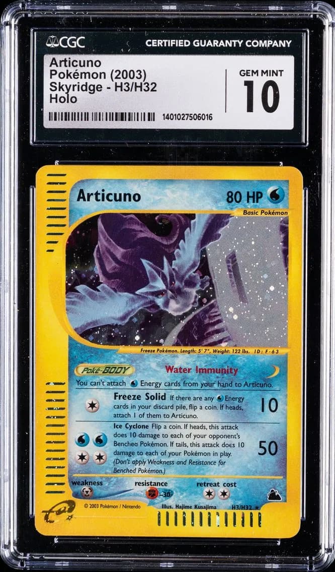 2003 #H3 Articuno-Holo CGC 10 Skyridge Pokemon
