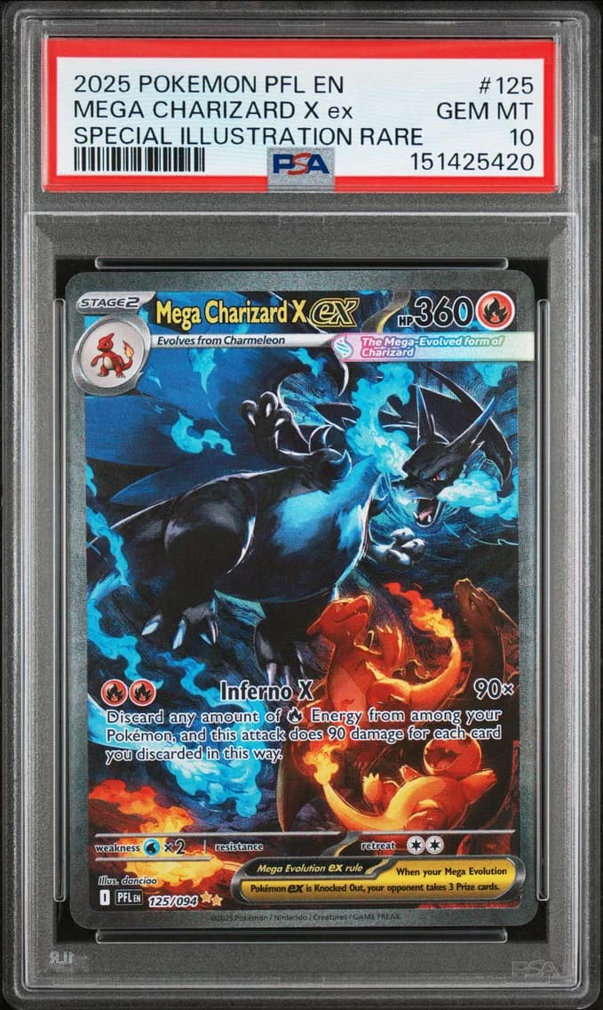 2025 #125 Mega Charizard X EX PSA 10 Pfl EN-Phantasmal Flames