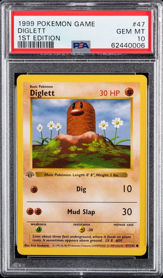 1999 #47 DIGLETT PSA 10 POKEMON GAME | 1ST EDITION