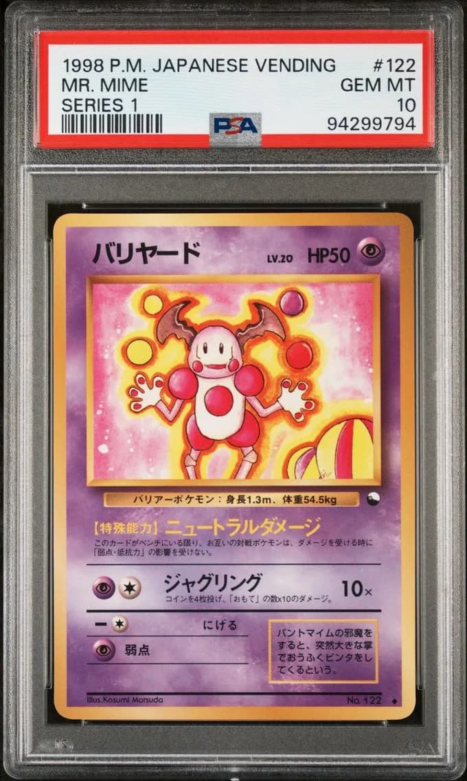 1998 #122 Mr. Mime PSA 10 Japanese Vending Pokemon