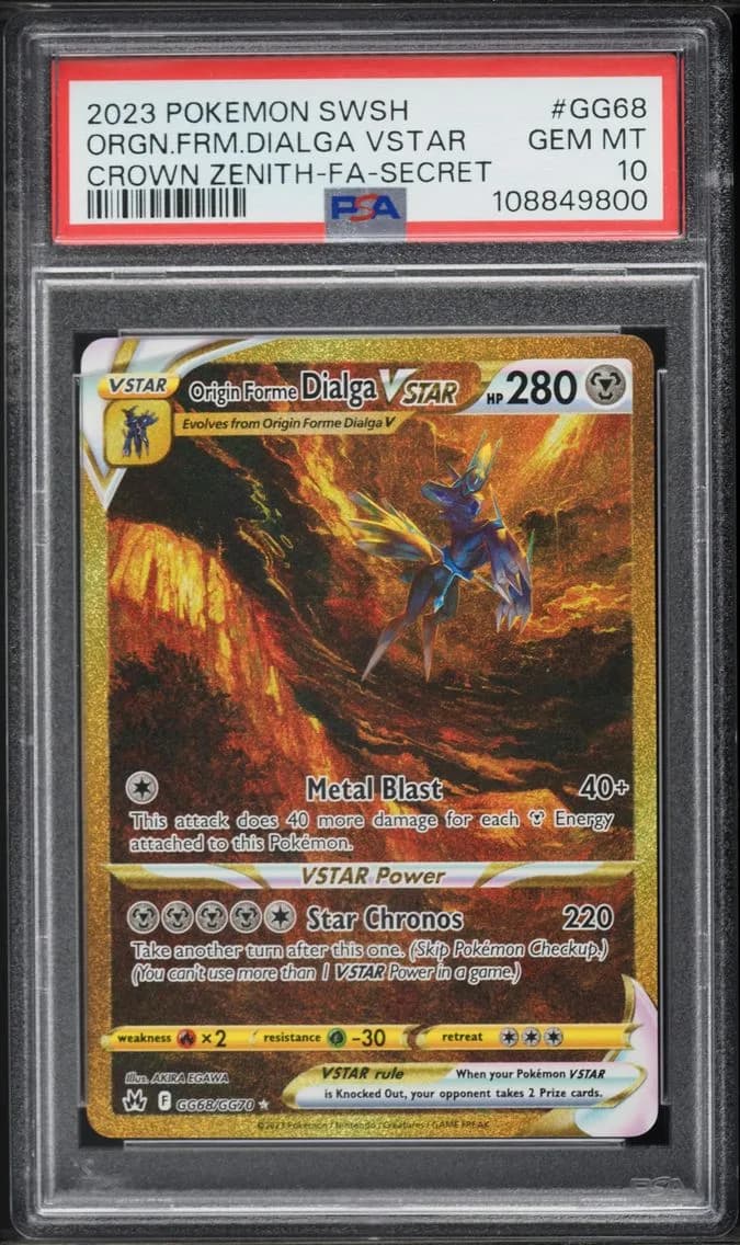 2023 #GG68 Full Art/Origin Forme Dialga Vstar PSA 10 Sword and Shield Crown Zenith Pokemon