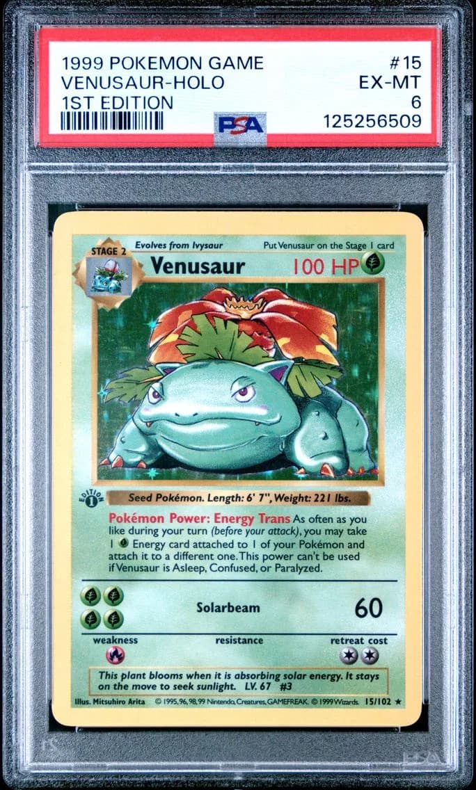 1999 #15 Venusaur-Holo 1st Edition PSA 6 Game Pokemon