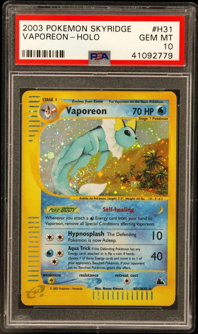 2003 #H31 Vaporeon-Holo PSA 10 Skyridge