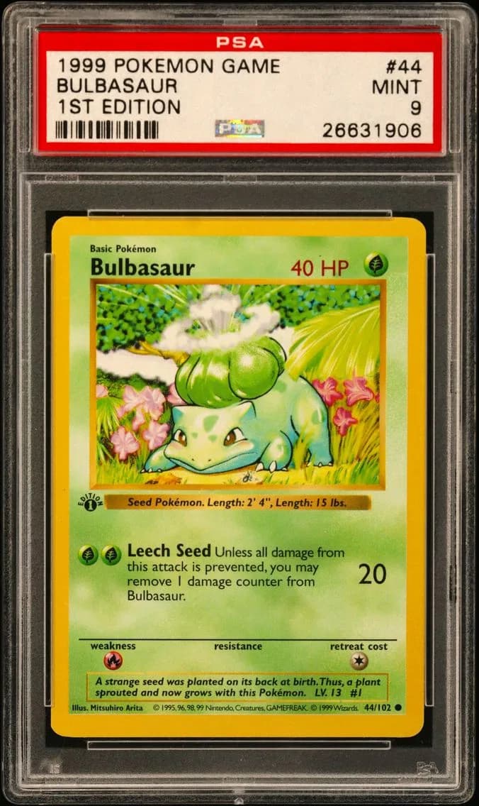 1999 #44 Bulbasaur 1st Edition PSA 9 Game