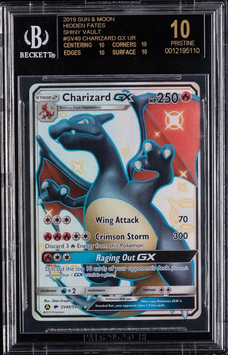 2019 #SV49 Full Art/Charizard GX BGS 10 Black Label Sun & Moon Hidden Fates Pokemon