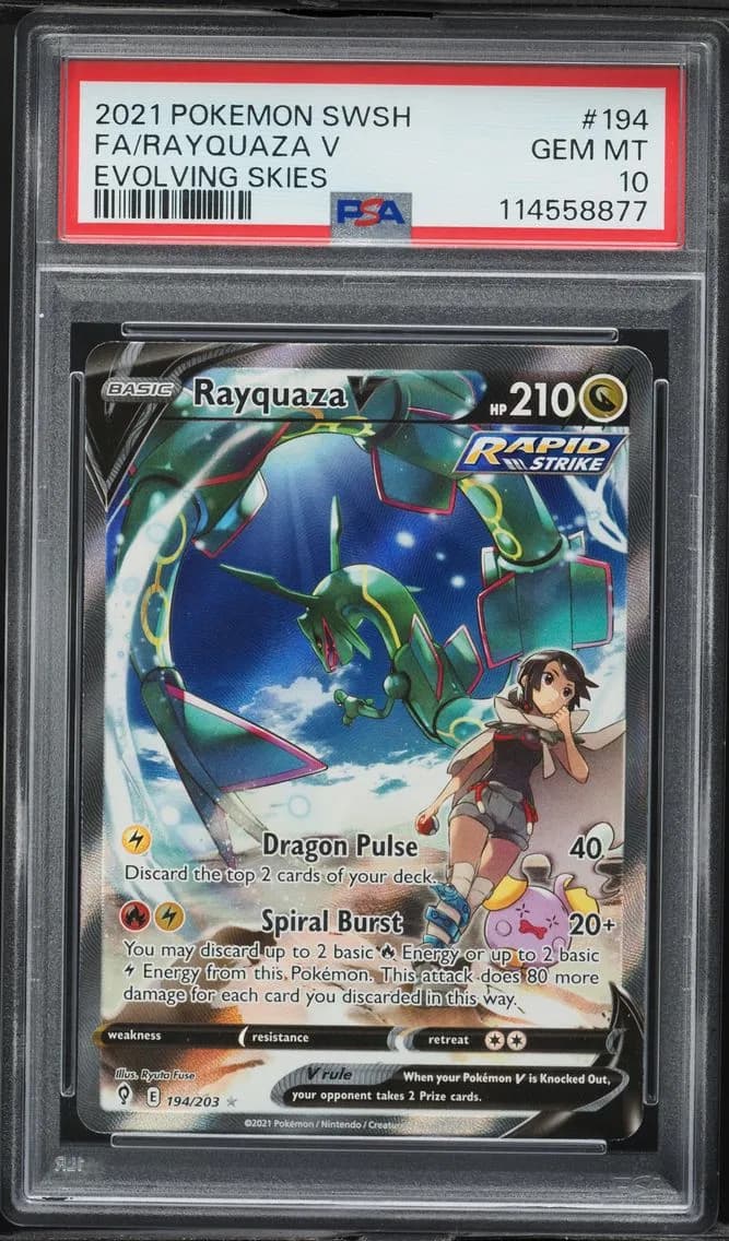 2021 #194 Full Art/Rayquaza V PSA 10 Sword & Shield Evolving Skies Pokemon