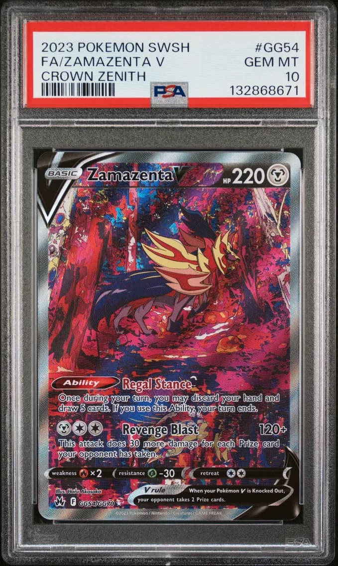 2023 #GG54 Full Art/Zamazenta V PSA 10 Sword and Shield Crown Zenith