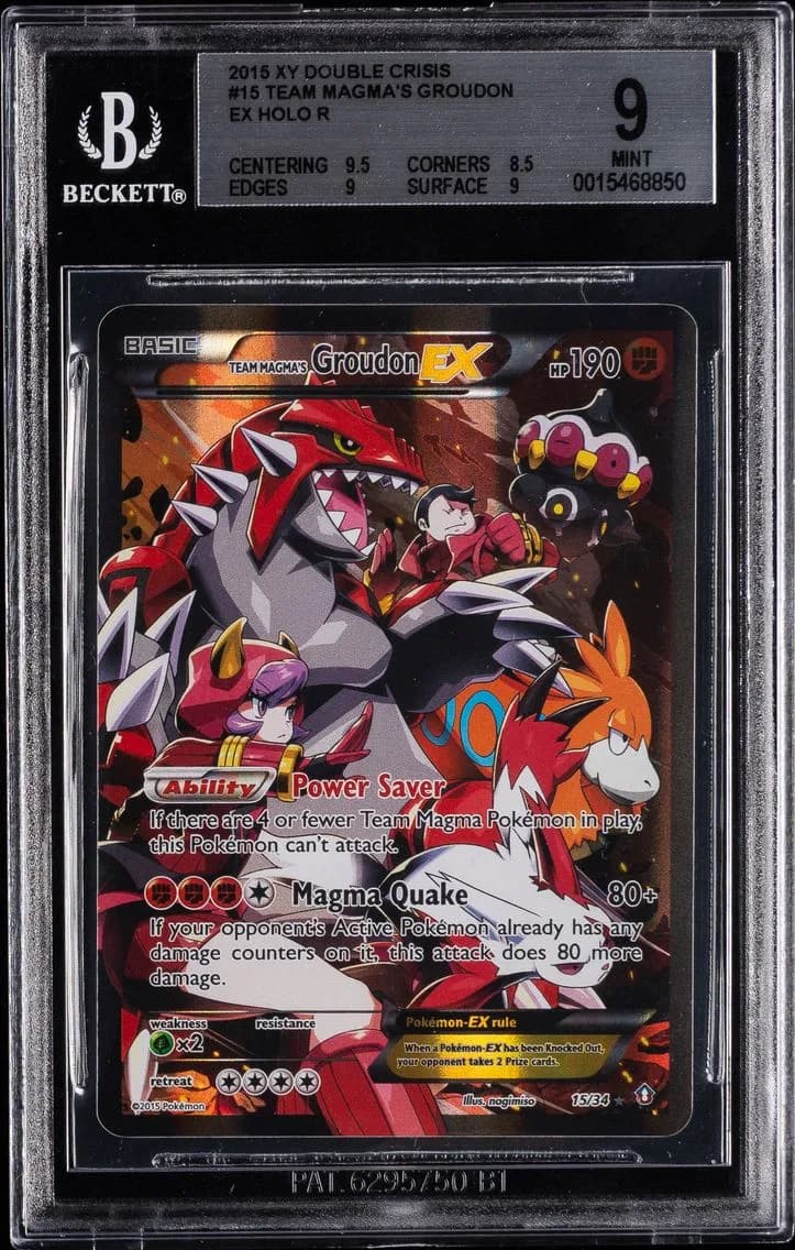 2015 #15 Full Art/Team Magma's Groudon EX BGS 9 XY Double Crisis Pokemon