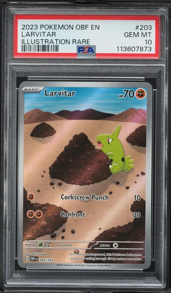 2023 #203 Larvitar PSA 10 Obf EN-Obsidian Flames Pokemon
