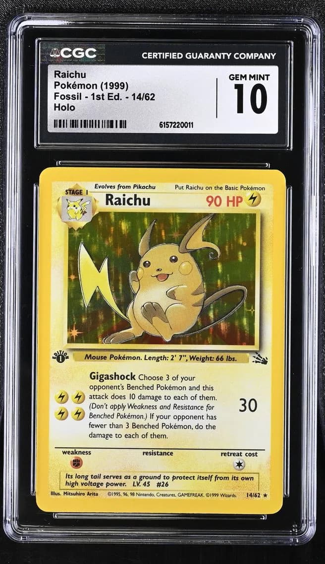 1999 #14 Raichu CGC 10 Fossil - 1st Edition - English
