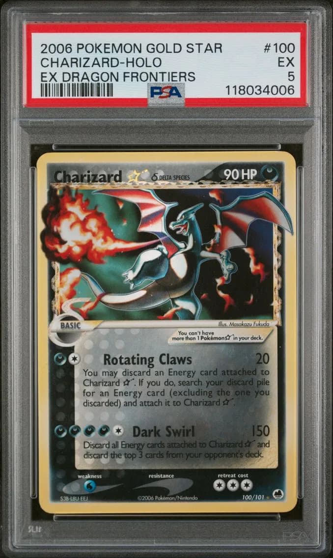 2006 #100 Charizard-Holo Gold Star PSA 5 EX Dragon Frontiers