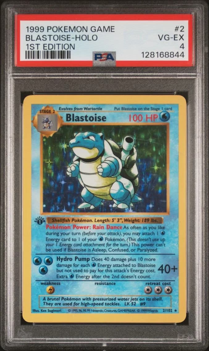 1999 #2 Blastoise-Holo 1st Edition PSA 4 Game Pokemon