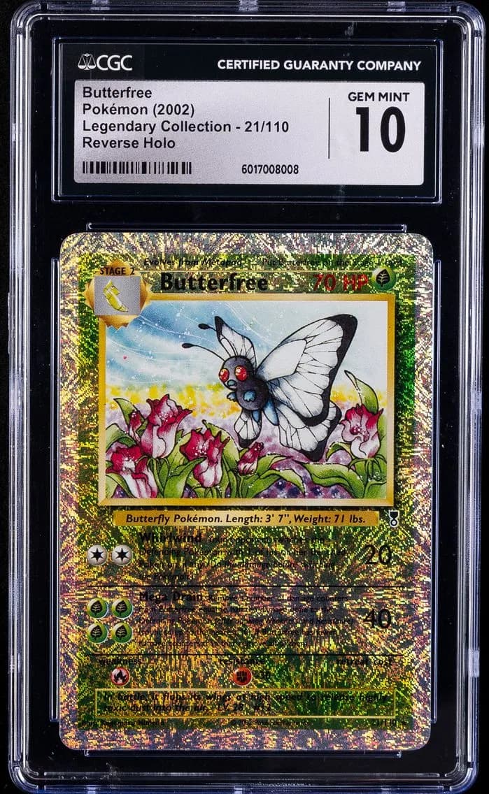2002 #21 Butterfree-Reverse Foil CGC 10 Legendary Collection Pokemon