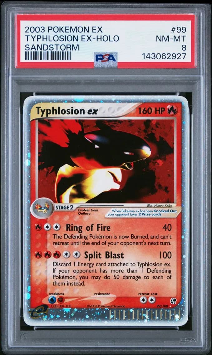 2003 #99 Typhlosion EX-Holo PSA 8 EX Sandstorm Pokemon