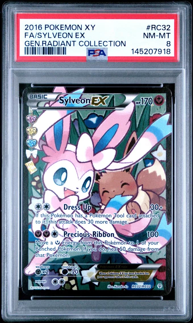 2016 #RC32 Full Art/Sylveon EX PSA 8 XY Generations Radiant Collection