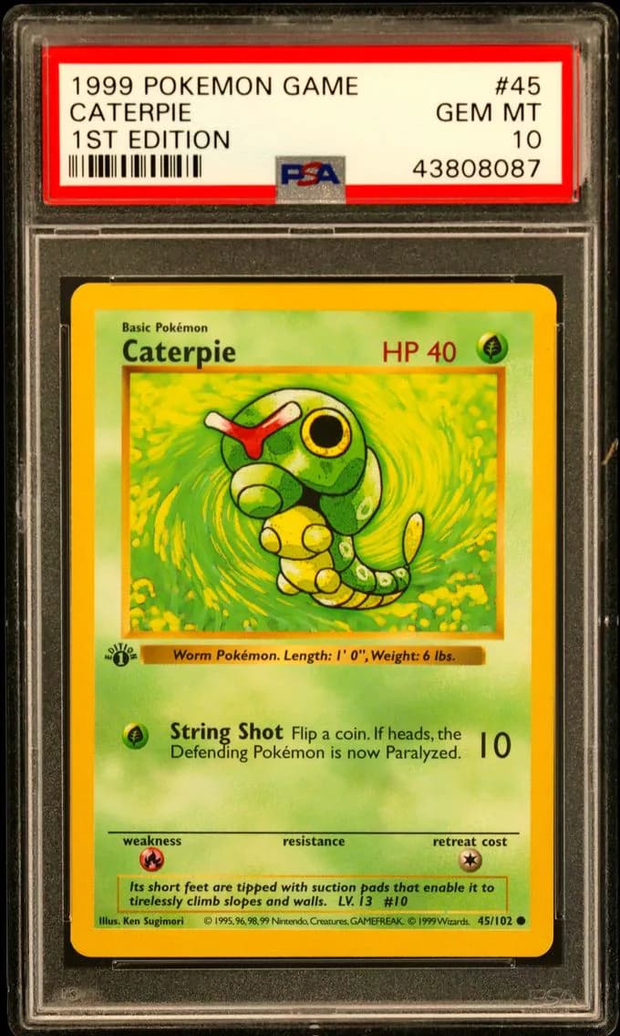 1999 #45 Caterpie 1st Edition PSA 10 Game