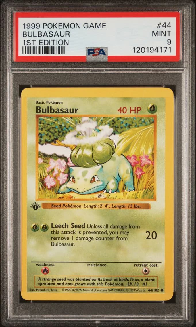 1999 #44 Bulbasaur 1st Edition PSA 9 Game Pokemon
