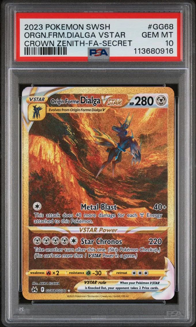 2023 #GG68 Full Art/Origin Forme Dialga Vstar PSA 10 Sword and Shield Crown Zenith Pokemon