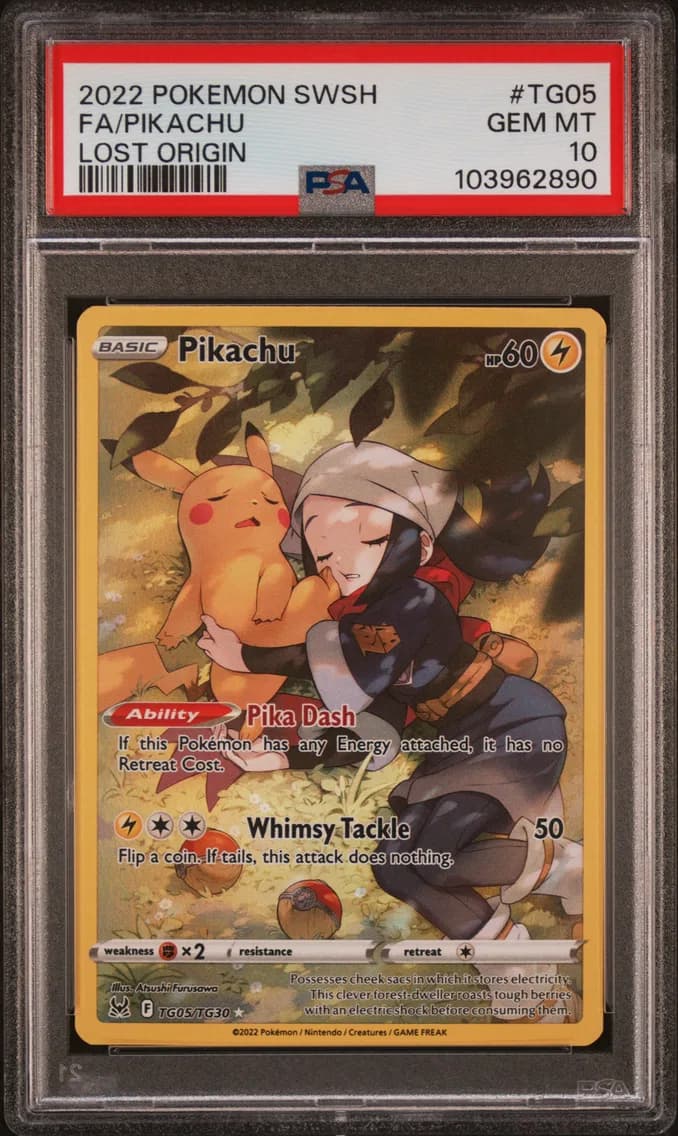 2022 #TG05 Full Art/Pikachu PSA 10 Sword & Shield Lost Origin