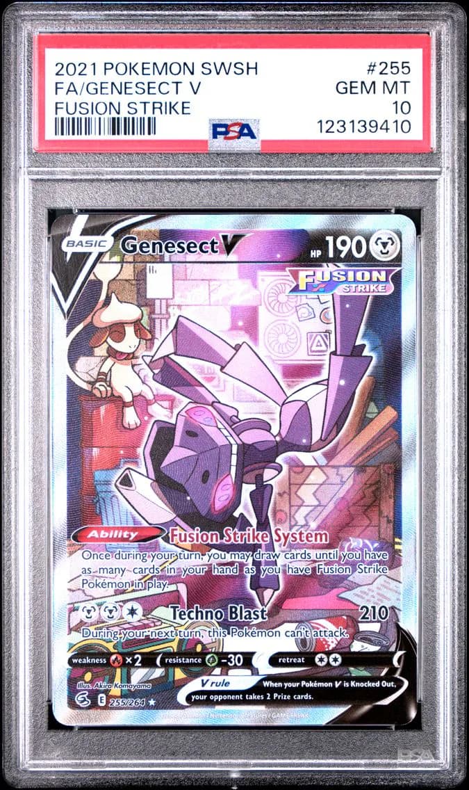 2021 #255 Full Art/Genesect V PSA 10 Sword & Shield Fusion Strike Pokemon