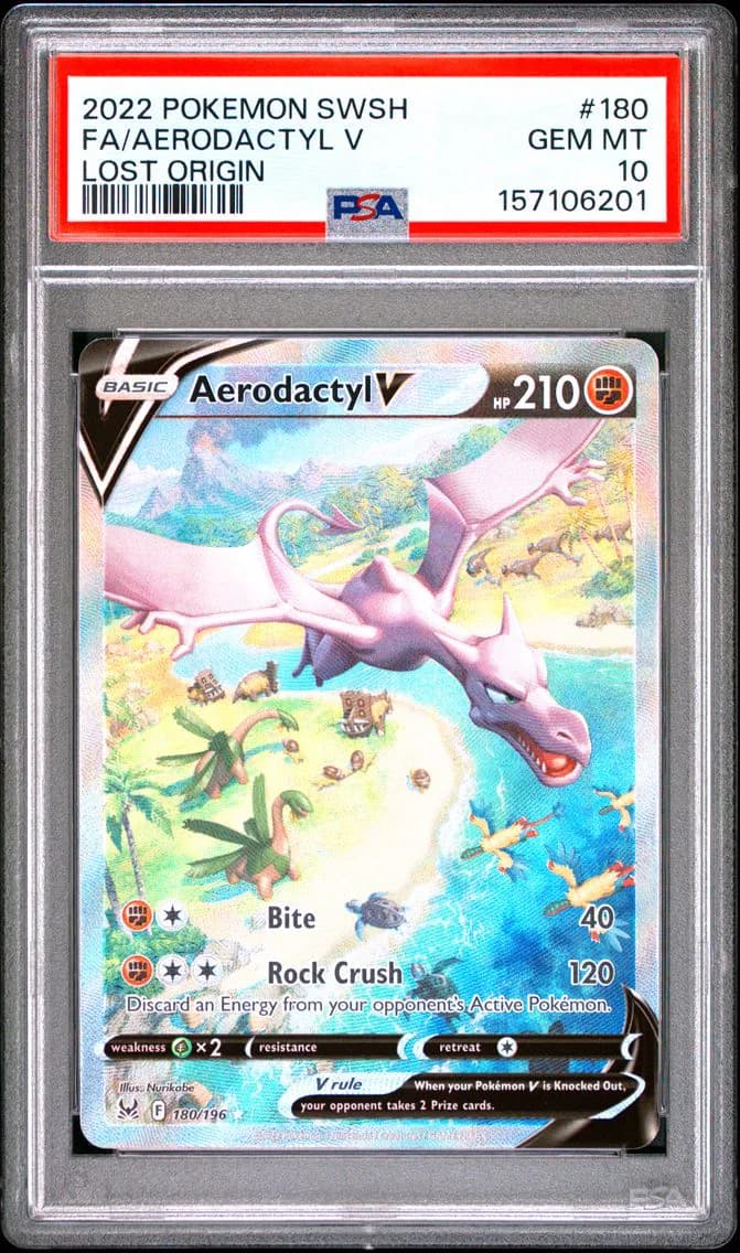 2022 #180 Full Art/Aerodactyl V PSA 10 Sword & Shield Lost Origin