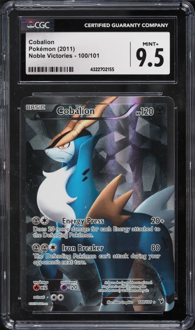 2011 Pokemon Black & White Noble Victories Full Art Cobalion #100 CGC 9.5 MINT+